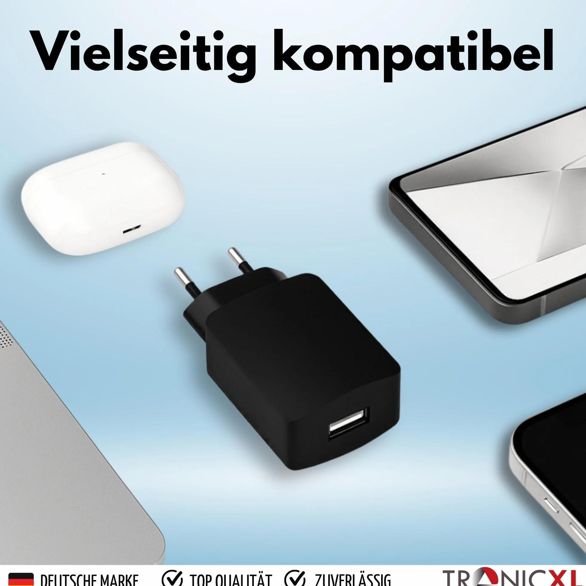TronicXL Słupek specjalny 20 x USB zasilacz zasilacz ładowarka 2 A 5 V 10 W zasilacz sieciowy USB-A gniazdo do telefonu komórkowego kabel do ładowania smartfona czarny