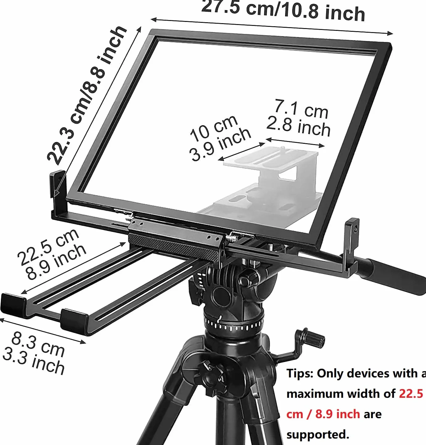 Teleprompter Tabletu 13 cali Kompatybilny z iPad Pro 12.9, Pafieo S12 DSLR Kamera Teleprompter z Pilotem kompatybilny z Canon Nikon Sony Youtube Vlog Kamera Wideo