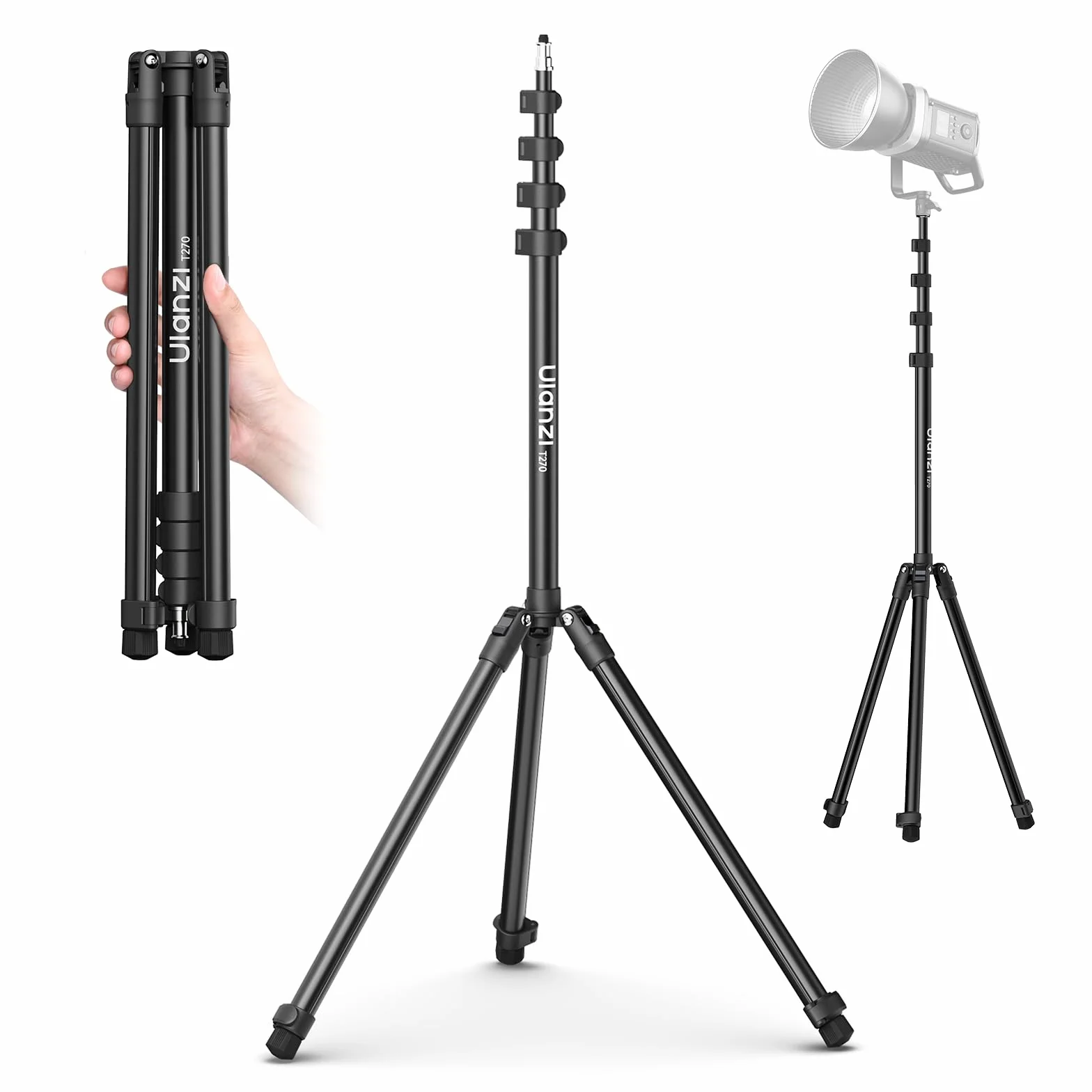 ULANZI T270 Statyw lekki - 270 cm / 8,8 stóp Regulowany statyw fotograficzny, aluminiowy przenośny statyw do oświetlenia studyjnego dla softboxa, diody LED, reflektora, lampy błyskowej, fotografii