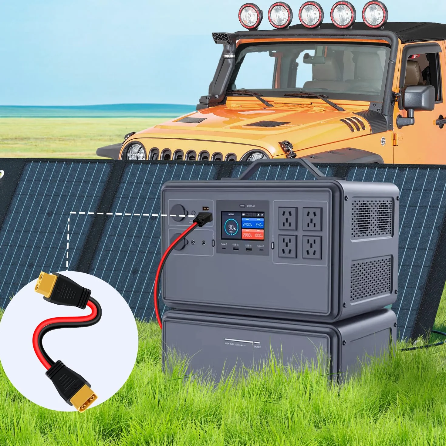 Przedłużacz XT60 12 AWG z wtykiem XT60 do gniazda kabel do akumulatorów RC, przenośnych zasilaczy i zestawów akumulatorów (1 m)