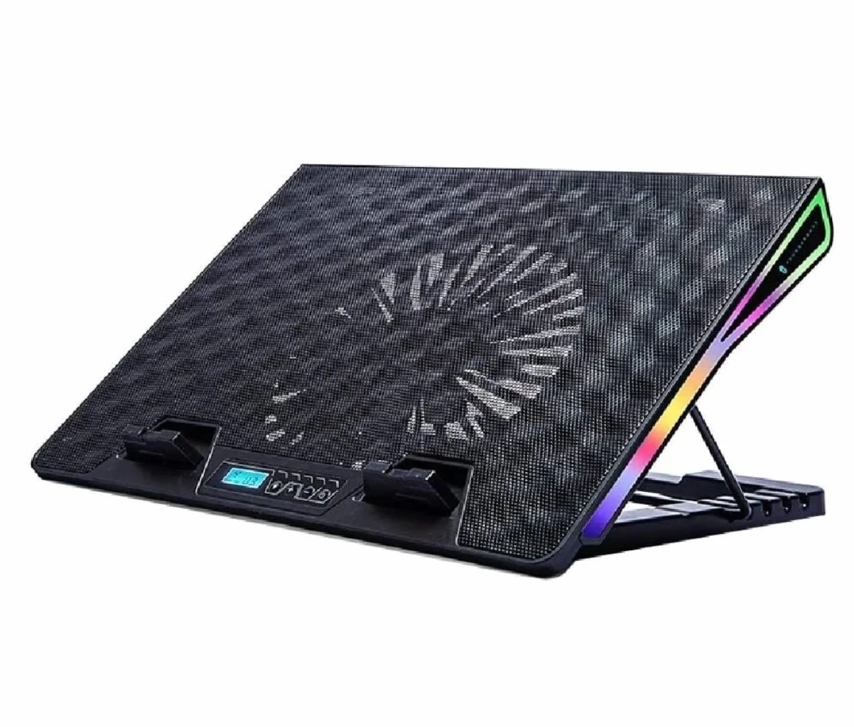 Chłodziarka do Laptopa Przenośny Podkładka chłodząca do laptopa 12-17,3 cala z metalowym panelem Jeden duży wentylator Rainbow Lights Pięć regulowanych wysokości Stojak na Wentylator do Laptopa
