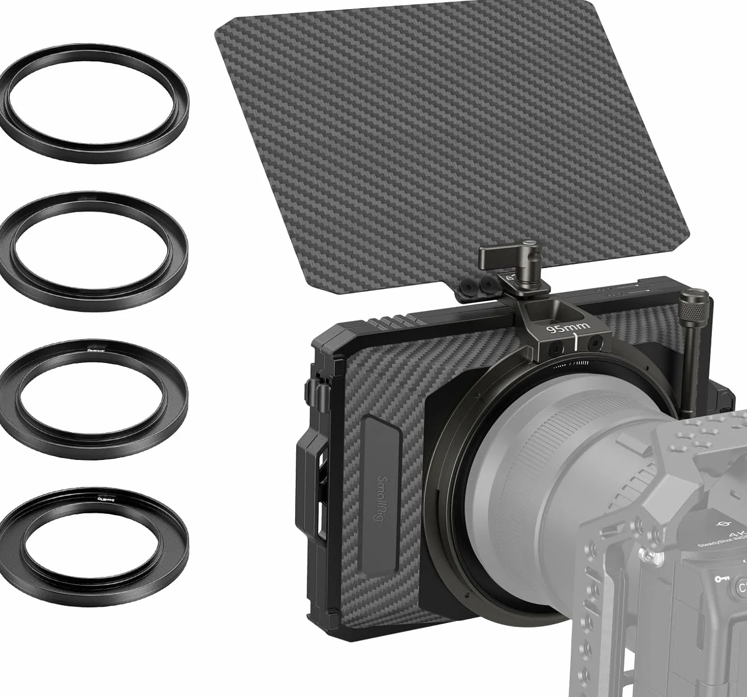 SMALLRIG Mini Matte Box Lite z Flagą Górną do Lustrzanek Cyfrowych i Aparatów Bezlusterkowych, Kompatybilny z Obiektywami 67mm/72mm/77mm/82mm/95mm, Dostarczany z Tacą na Filtry - 3575