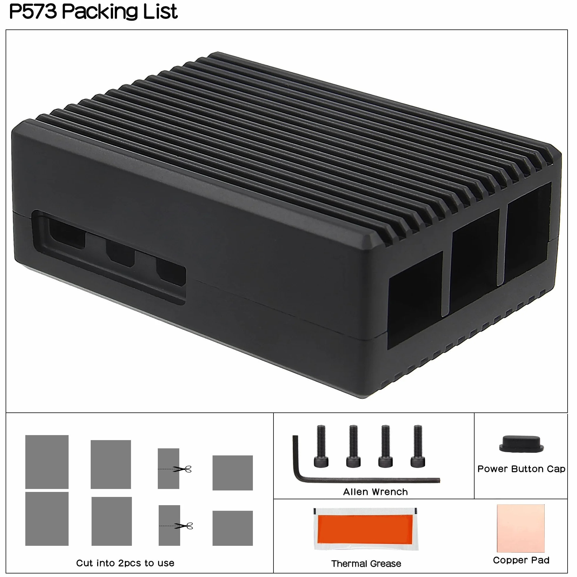 Geekworm Obudowa Raspberry Pi 5, Heavy Duty Aluminum Passive Cooling Case for Raspberry Pi 5 8 GB / 4 GB (P573)