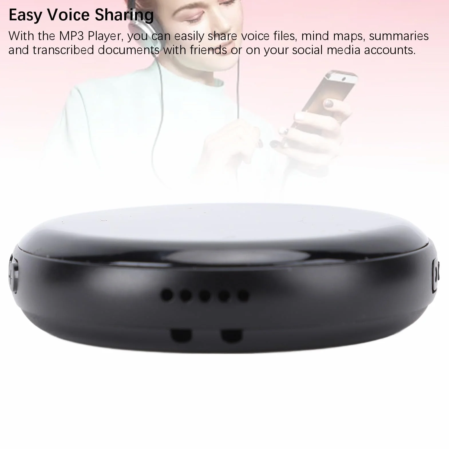 Smart MP3 Player, 3D Stereo 150mah MP3 Odtwarzacz Muzyki (64GB)
