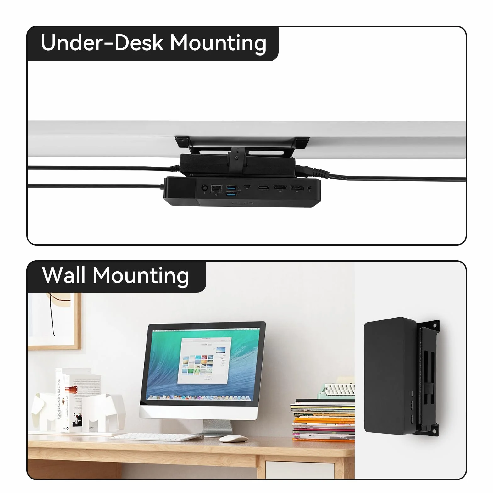 shinar Uchwyt ścienny pod szafkę,stojak z metalu,pod biurko kompatybilny z Dell(Docking Station) stacjami dokującymi(UD22/WD19/WD19S/WD22TB4/WD19TBS/WD25/SD25),opaski kablowe