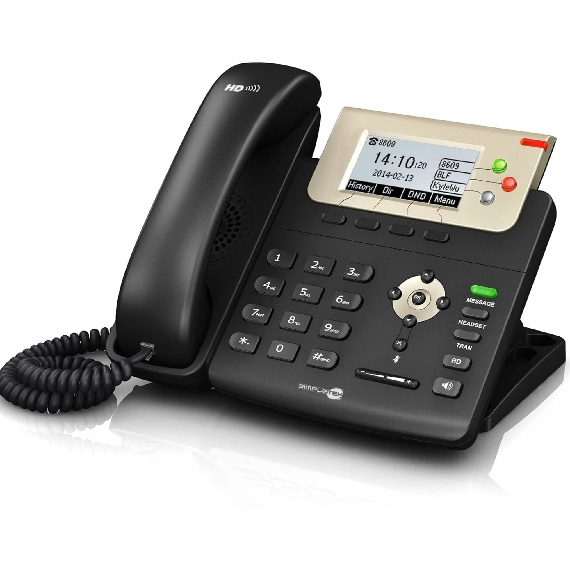 SIMPLETEK - Profesjonalny telefon IP VoIP PoE | 3 konta SIP, Audio HD, 2 x Gigabit Ethernet, podświetlany wyświetlacz (odnowiony)