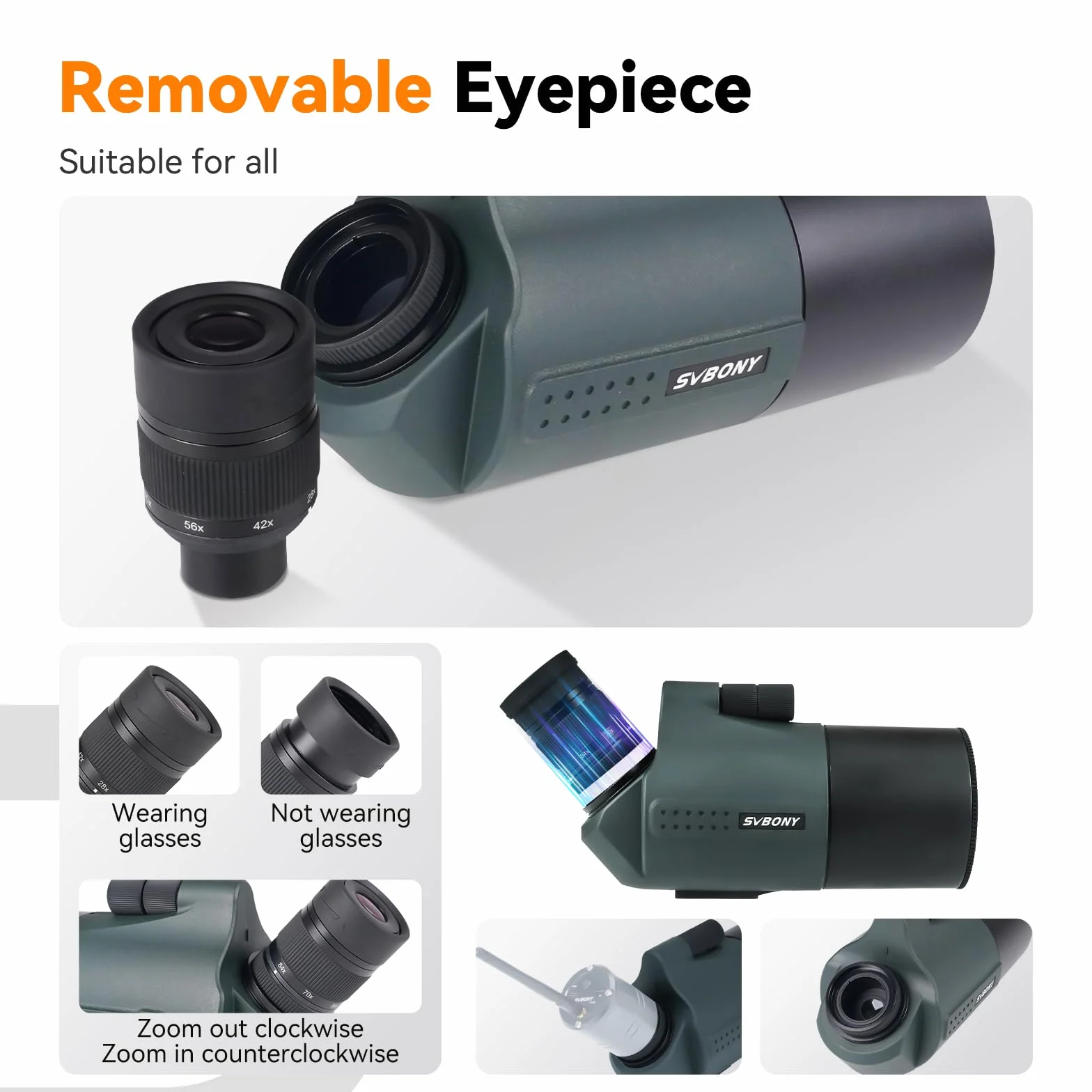 Svbony SV41Pro Mak Luneta Obserwacyjna ze Statywem, Finderscope i Mocowanie Celownika, 28-84X80 FMC Podwójna Prędkość Fokus, Odłączany Okular 1,25", Wodoodporny do Astronomiczny Obserwacja Księżycu
