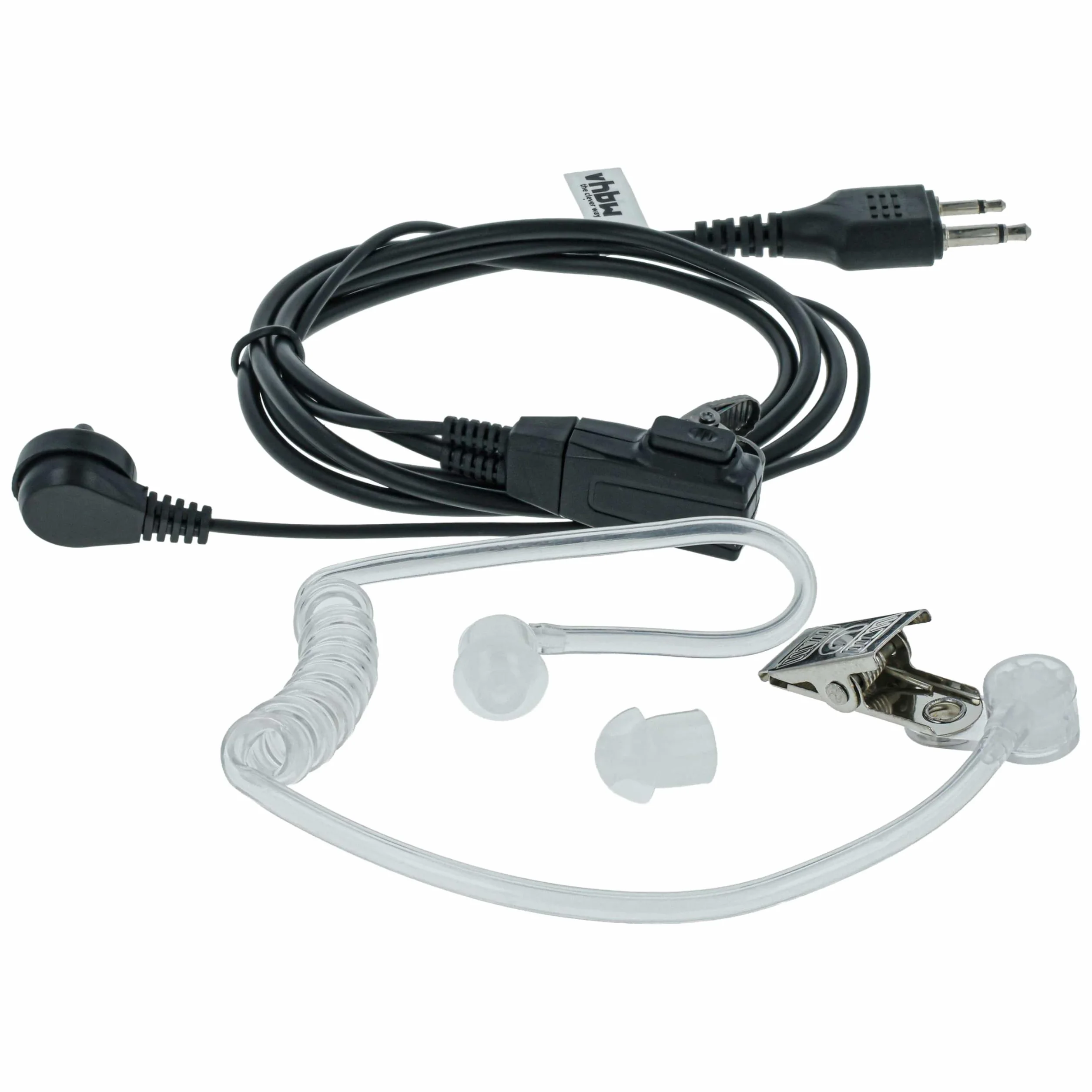 vhbw 5X Słuchawki kompatybilne z Icom IC-4AT, IC-4GE, IC-4GAT, IC-4E, IC-4GA, radio, walkie talkie z mikrofonem ptt, tuba akustyczna