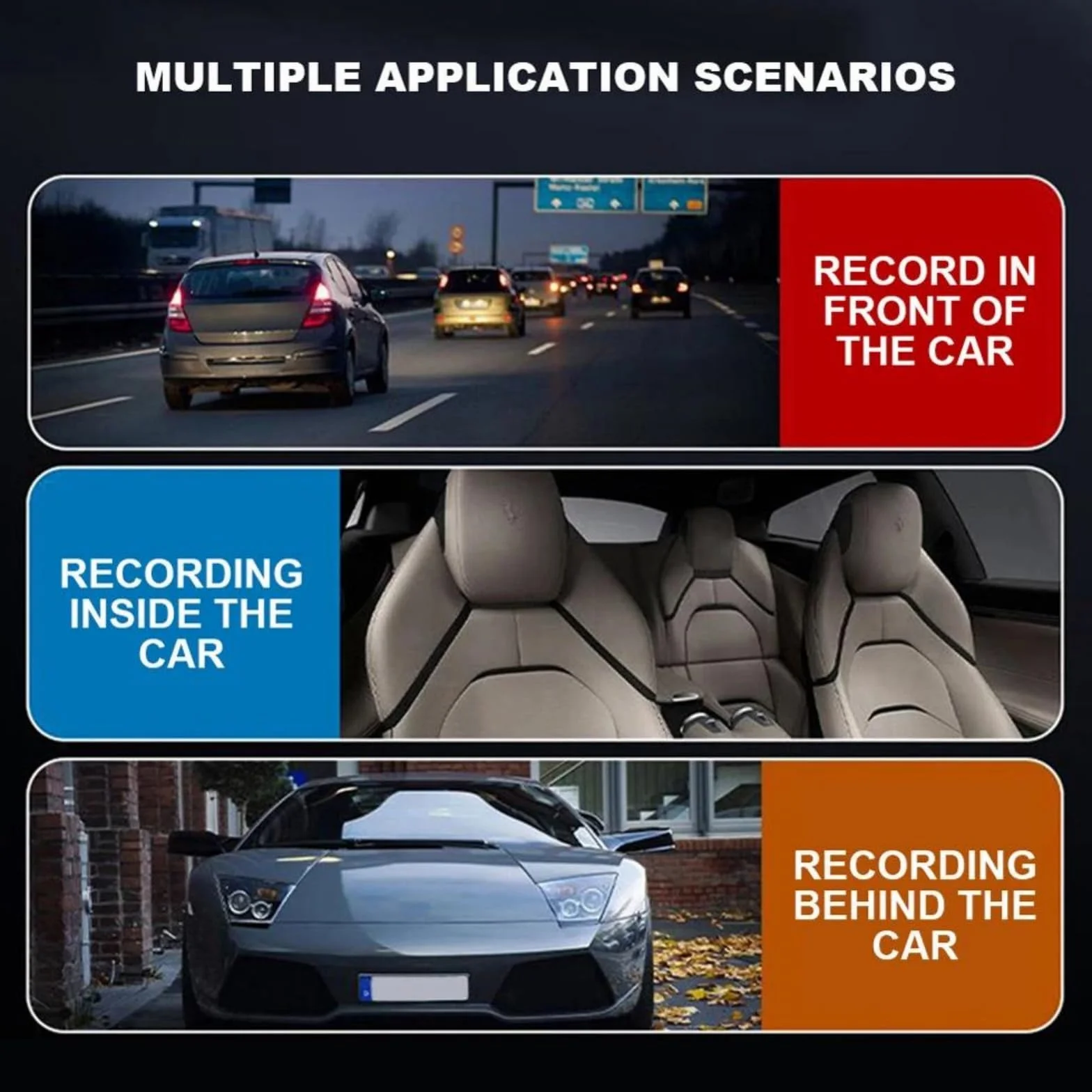 Dash Cam Przód i tył wewnątrz samochodu DVR WIFI 3-kanałowa kamera samochodowa do samochodów Rejestrator wideo Przenośna kamera cofania 1080P do akcesoriów samochodowych G-Sensor