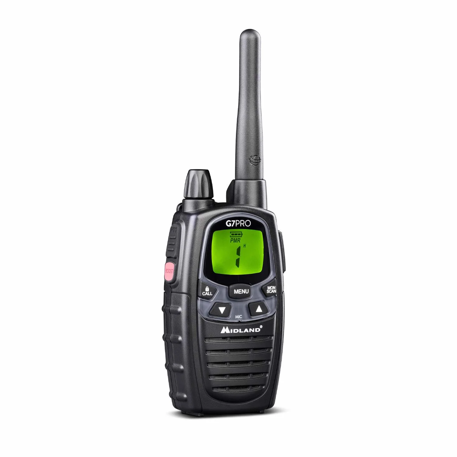 Midland G7 Pro C1090.13, Radio OdbiornikNadawczy Walkie Talkie 8 Kanałów PMR446, Baterie Ładowalne AA 800 mAh, Ładowarka Stacjonarna i Uchwyt Na Pas, 2 OdbiornikiNadawcze