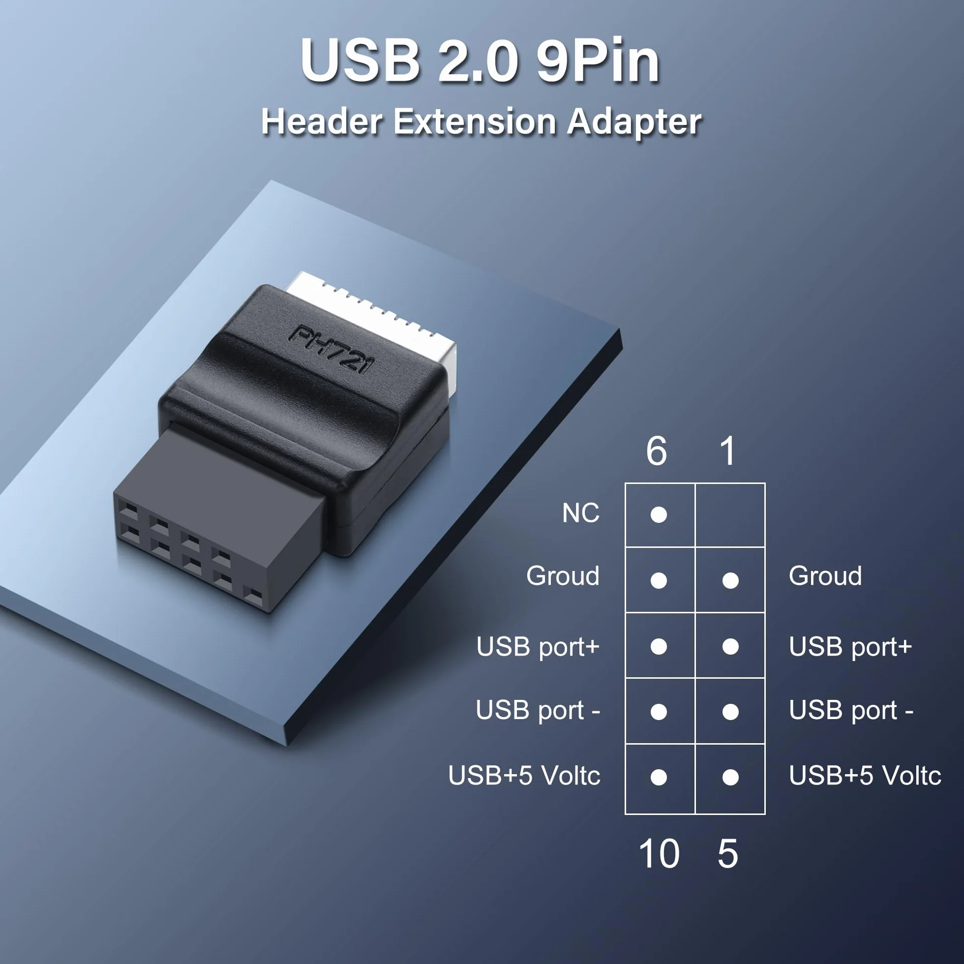 SinLoon Adapter USB 2.0 9Pin do wtyku płyty głównej typu E, przedni złączowy konwerter USB 2.0 9-Pin żeński do żeńskiego typu E, przedni adapter panelu USB