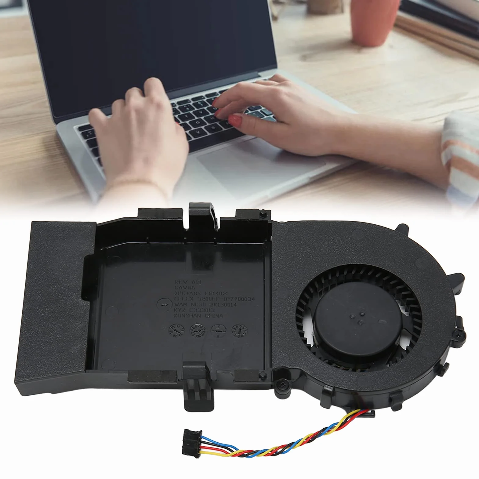 Wentylator Chłodzący do Laptopa OptiPlex 3020M 3040 3046M 3050 7040M 7050M 9020M, 4-stykowe Złącze Zasilania Szybkie Ciche Rozpraszanie Ciepła, Wewnętrzny Radiator (procesor)