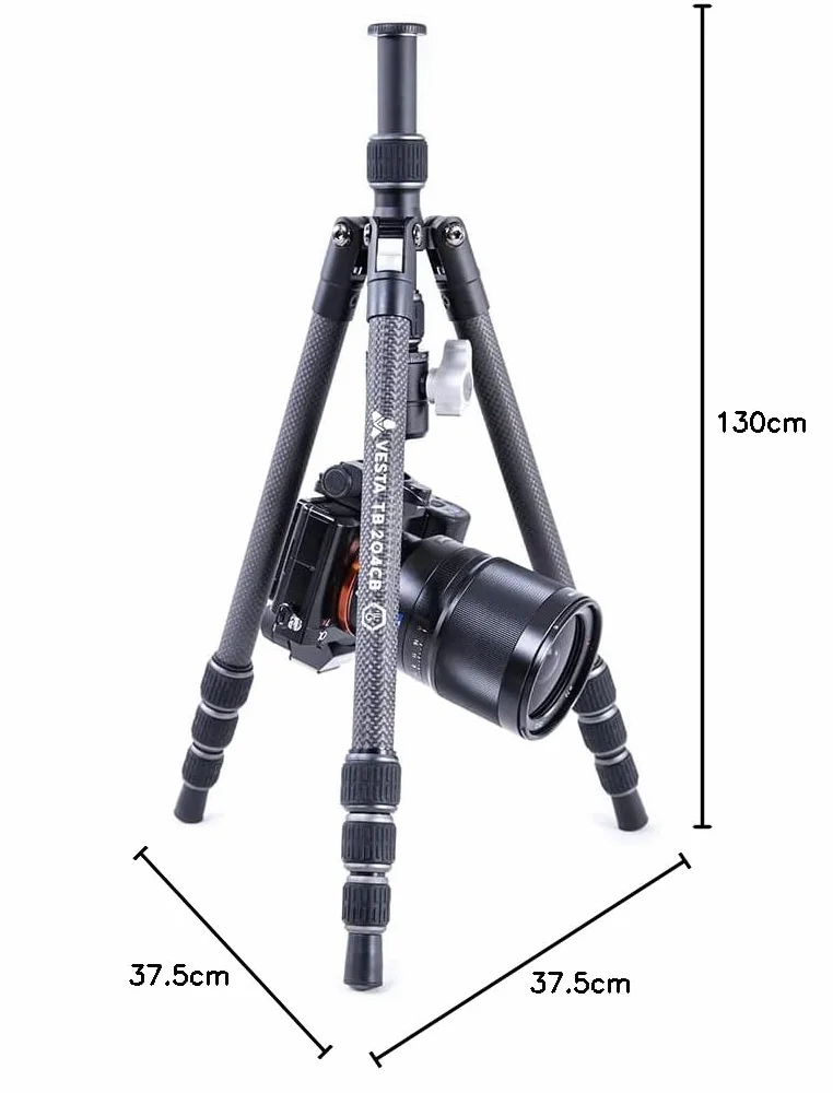 Vanguard Vesta TB 204CB Reisestativ aus Carbon, leicht, Kugelkopf, 4 Abschnitte