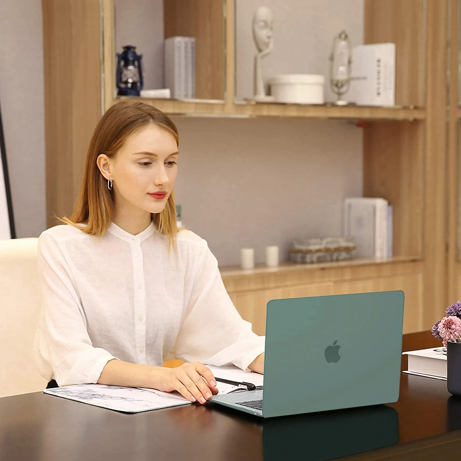MOSISO Etui kompatybilne z MacBook Air 13 Pokrowiec M1 Chip A2337 A2179 A1932 2021 2020 2019 2018 Retina Touch ID,ochraniacz ekranu, kompatybilny z MacBook Air M1 Cover 13,3 cala, zielony Midnight