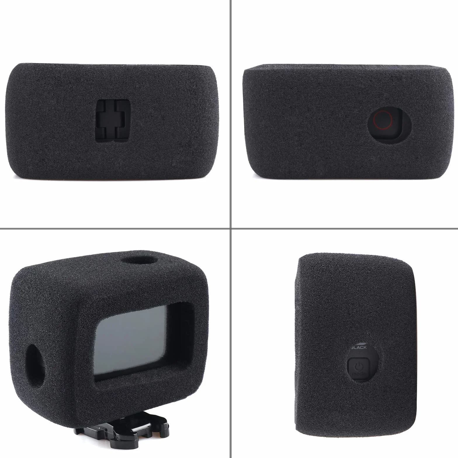 HSU 2-pak piankowa osłona przedniej szyby do GoPro Hero 13/12/11/10/9 czarna - osłona redukcji szumów przedniej szyby do nagrywania audio wideo na zewnątrz