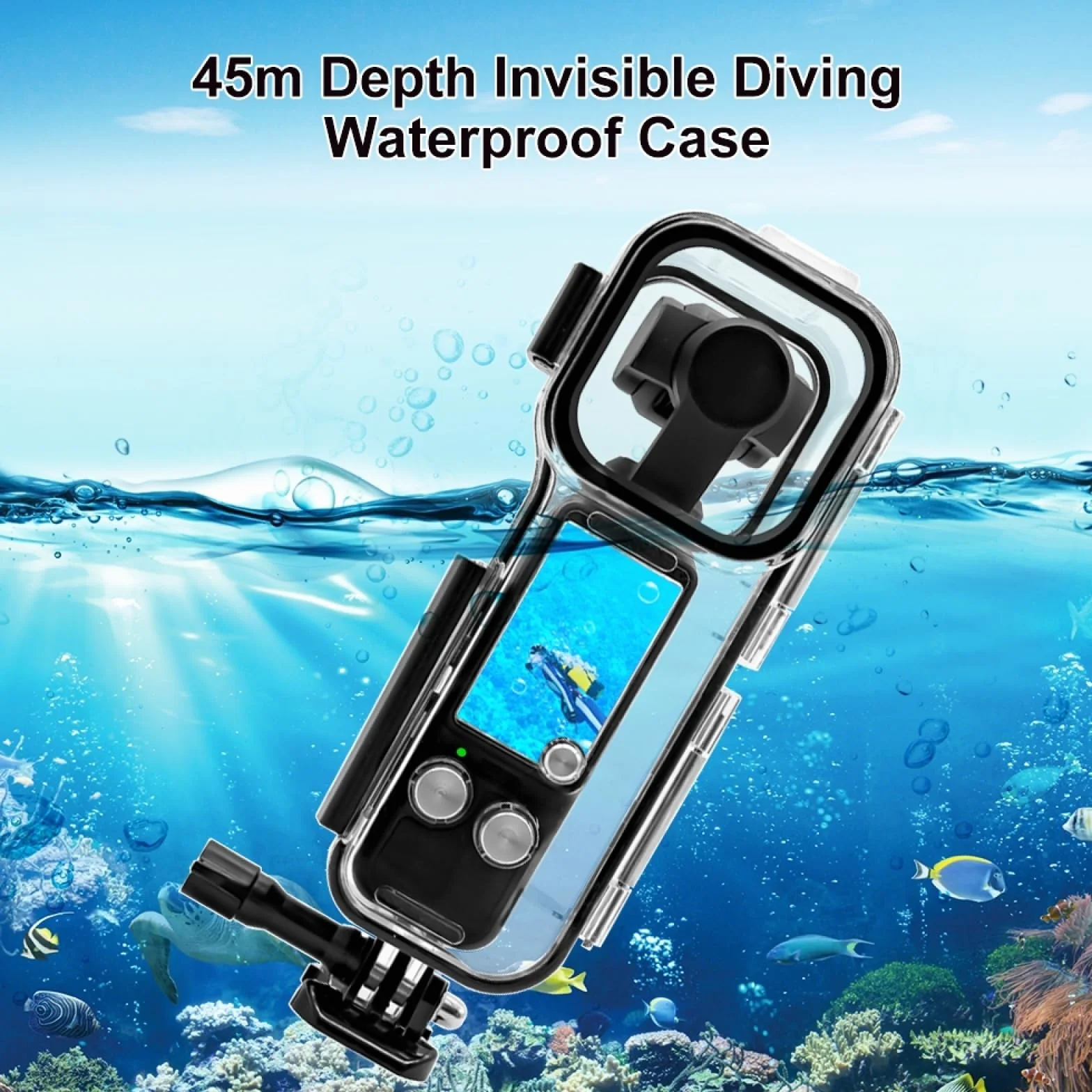 Przezroczysta wodoodporna obudowa podwodna dla DJI Osmo Pocket 3, 45M/147.6ft obudowa podwodna, wysoce przejrzysty materiał PC, do surfingu, nurkowania, pływania, podróży itp.
