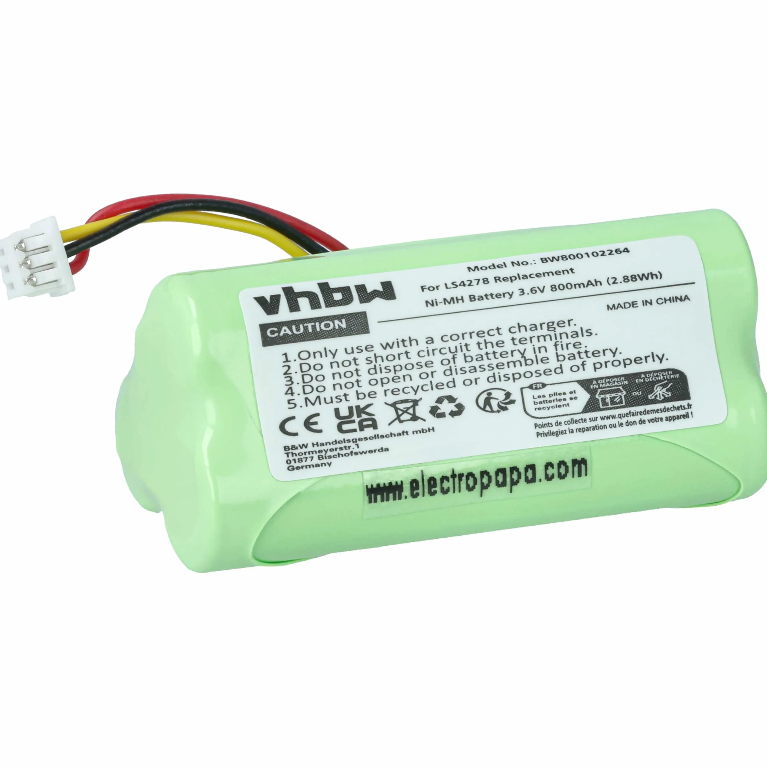 vhbw Bateria NI-MH 800 mAh 3,6 V do skanera kodów kreskowych Symbol LS4278