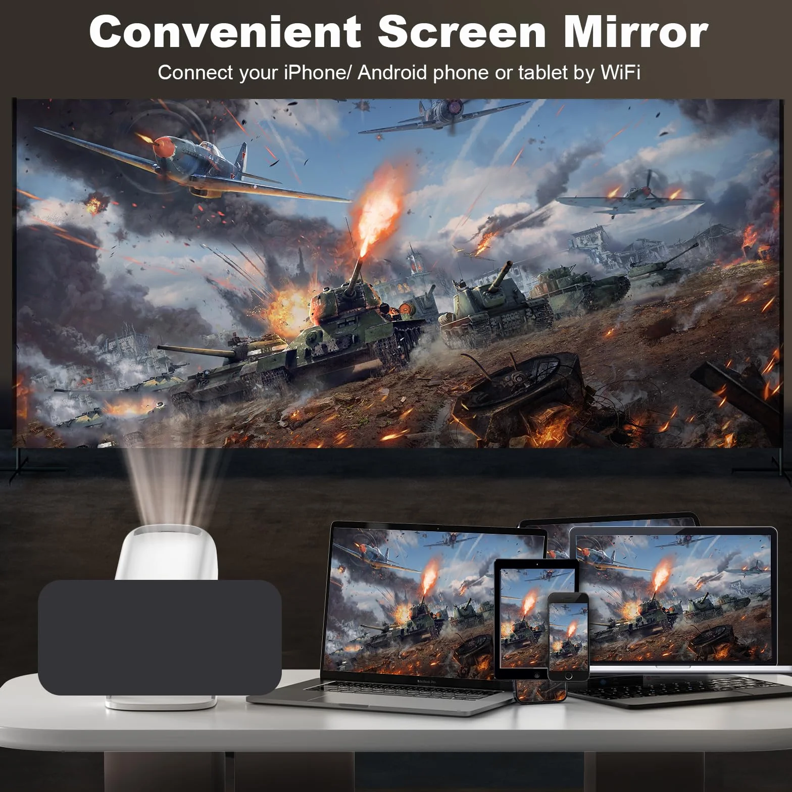 Nowa konsola do gier retro P30 z projektorem, przenośny projektor 4K HD z ponad 36 000 grami, Plug and Play, do gier wideo, inteligentny projektor z bezprzewodowymi kontrolerami 2,4 g, Android TV 11.0