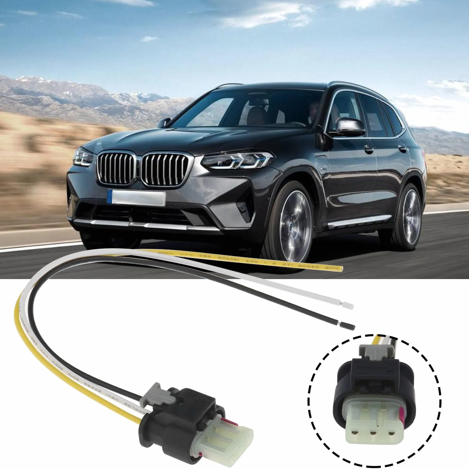 Create idea 3-pinowe złącze czujnika parkowania PDC 2359997 złącze czujnika samochodowego wtyczka wiązki przewodów 15 cm, kompatybilne z BMW X3 F25 X5 E70 F10 F11 część zamienna czujnika samochodowego