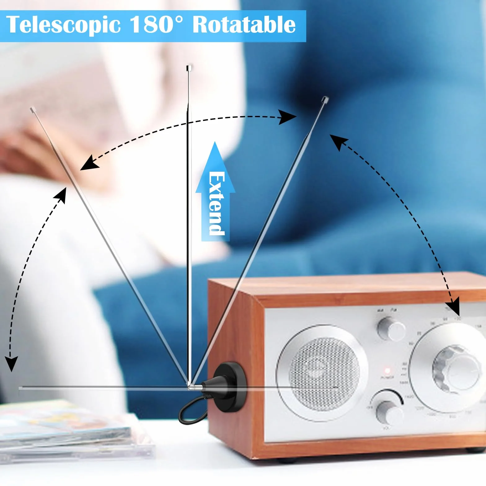 Antena radiowa DAB FM teleskopowa z podstawą magnetyczną kabel 3 m 75 omów DAB+