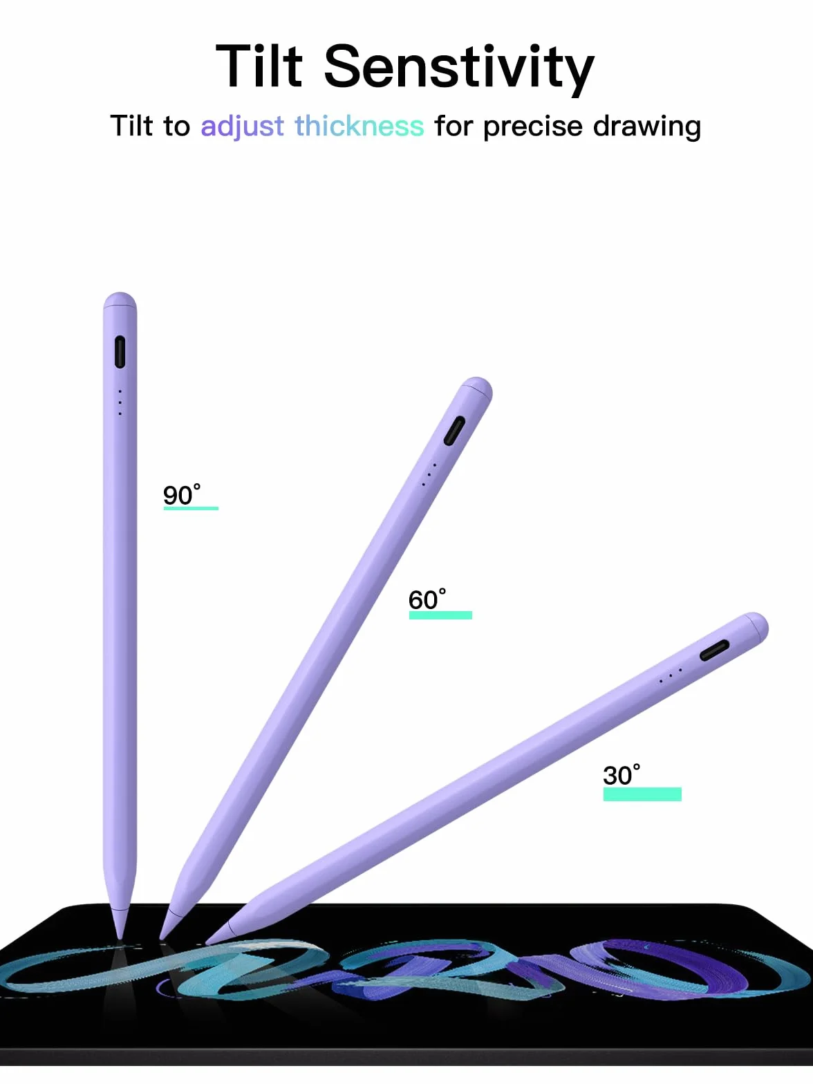 KEEPRO Rysik do iPada 2018-2024 z czułością nachylenia, rysik do iPada kompatybilny z iPad 11/10/9/8/7/6/A16, Mini 7/6/5, Air M4/M3/M2 11"/13"/5/4/3, Pro M5/M4 13"/12.9″/11″