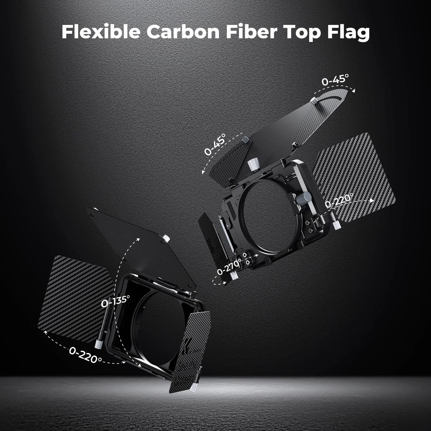 K&F CONCEPT Nano-X Pro Mini Matte Box z boczną klapką z włókna węglowego na górze, z kwadratowymi miseczkami filtrującymi 10,2 x 14,6 cm i pierścieniami adaptera obiektywu 67/72/77/82/95 mm do