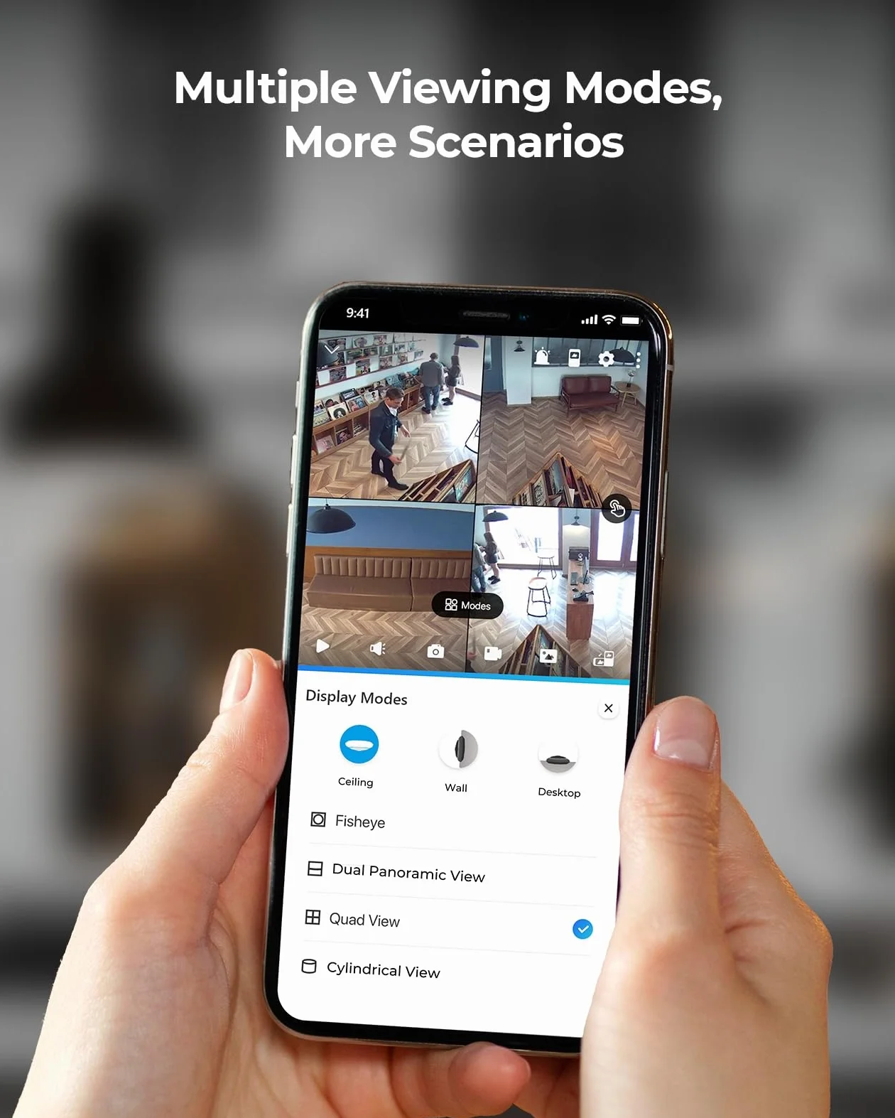 Reolink 6MP 360° Panorama Fisheye Camera, 2.4/5GHz Wi-Fi kamera Bezpieczeństwa Wewnątrz, Ochrona Domu/biura, Detekcja Ruchu, Korekcja Zniekształceń, Dźwięk Dwukierunkowy, IR Night Vision, FE-W (Biały)