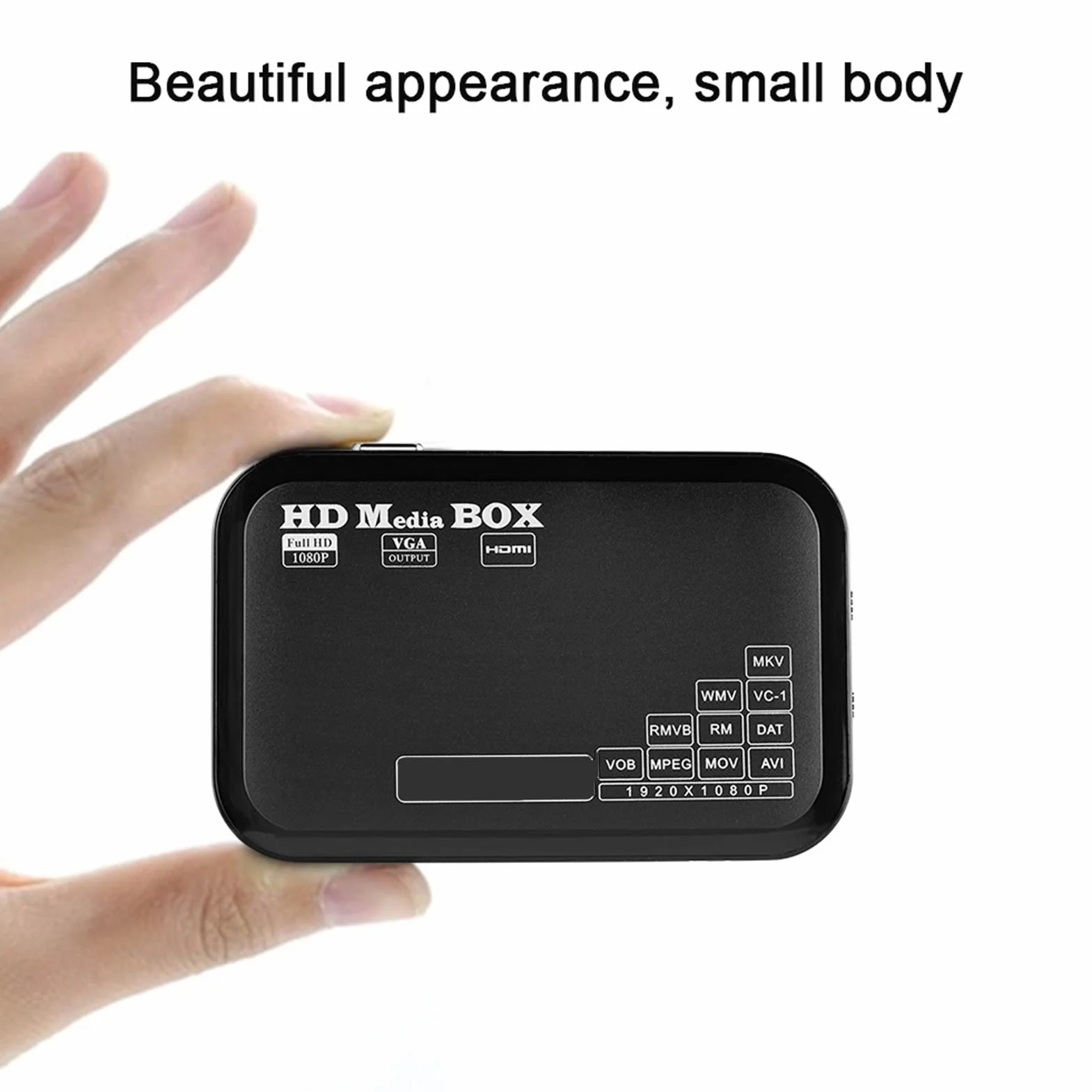 1080P Media Player-Box, Full HD -Box obsługa odtwarzacza wideo MKV, AVI, TS/TP, M2TS, RM/RMVB, MOV, VOB, FLV, WMV 110-240V (wtyczka EU)