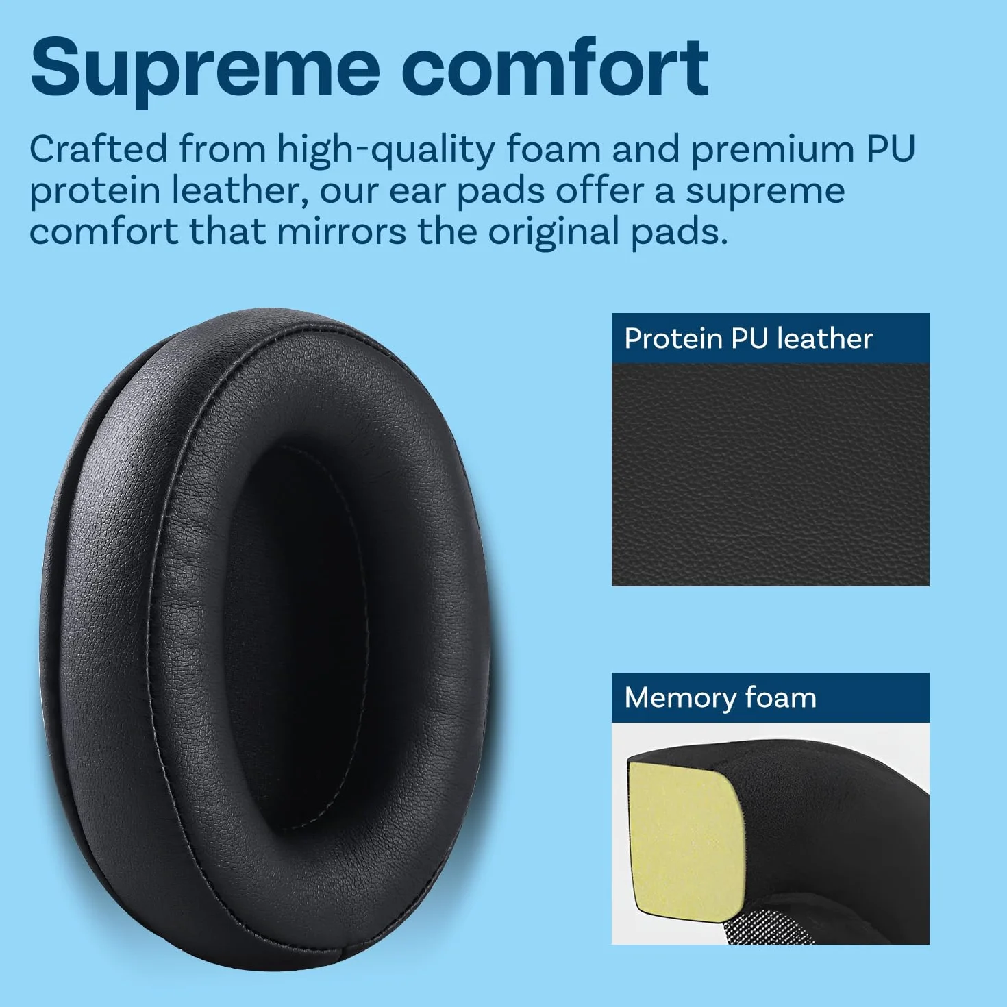 Zapasowe Nausznik do HyperX Cloud Stinger/Cloud Flight/CloudX/Cloud II/Cloud III/Cloud Alpha/Cloud Core/Mix Słuchawek od MMOBIEL - Memory Foam i Protein PU Wymienna Poduszka Uszu – Czarny