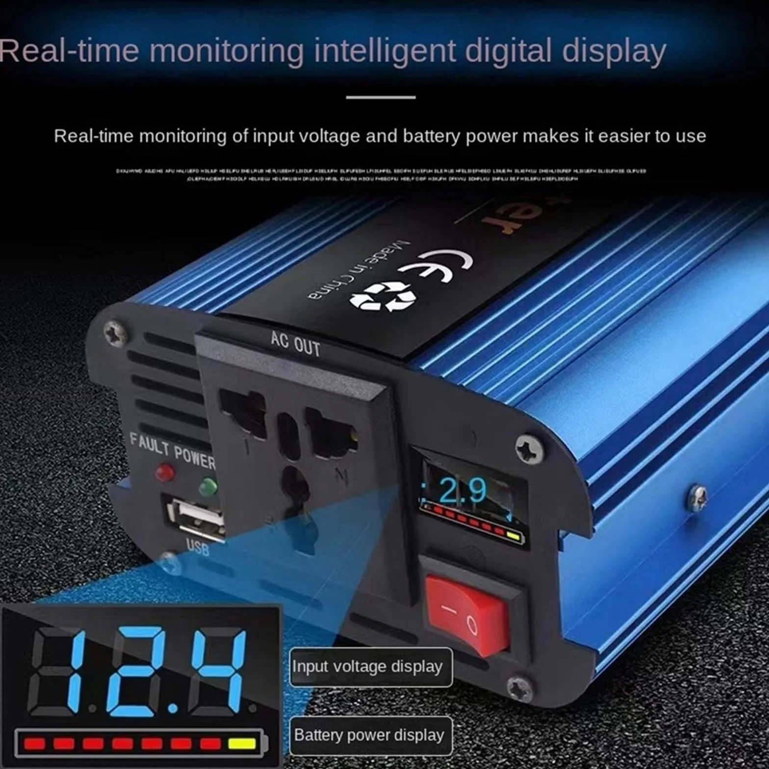 Zmodyfikowany falownik sinusoidalny 12V 220 falownik 12v do 220 konwerter falownik sinusoidalny przetwornica napięcia samochodowego zasilacz(1200W,12V)