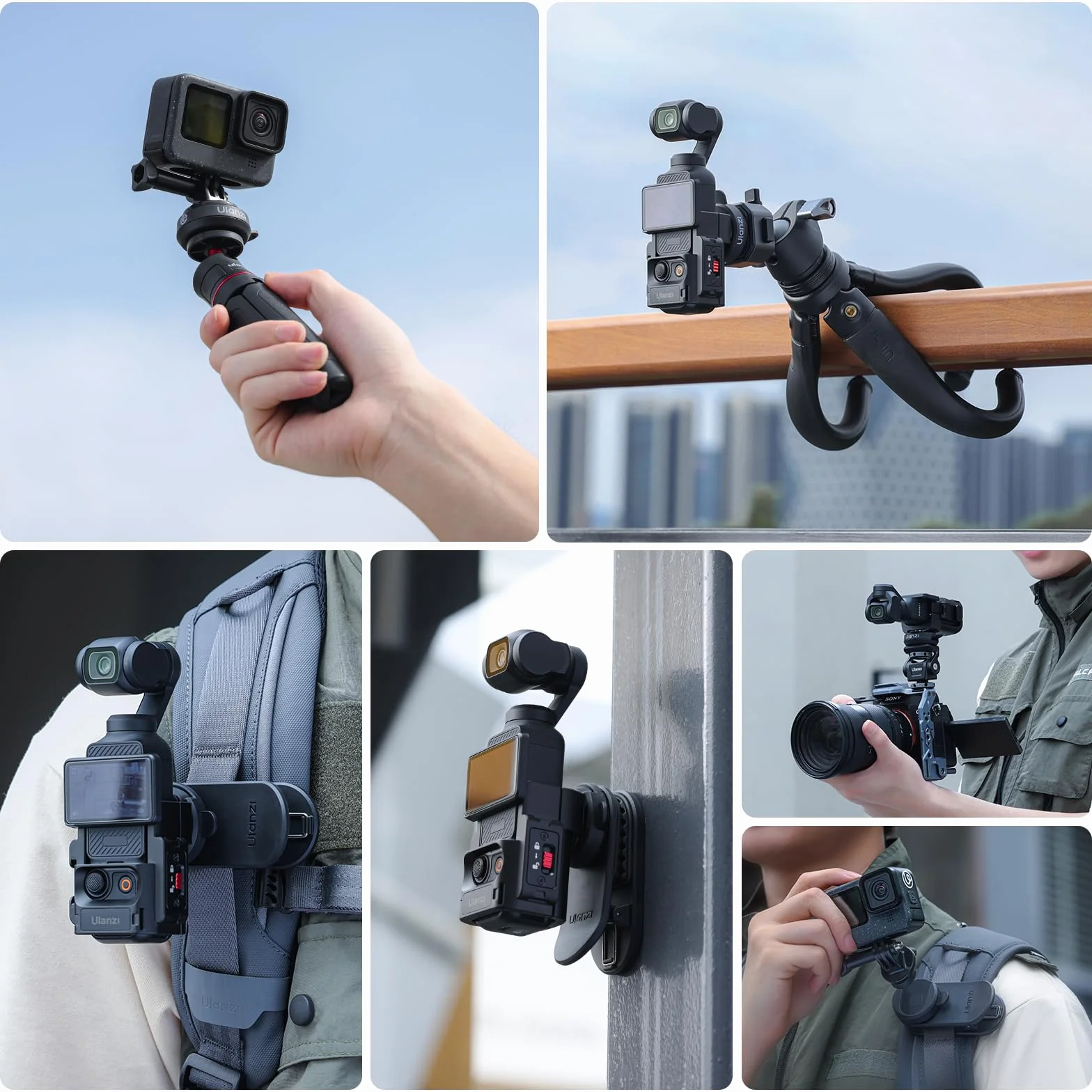 ULANZI CK02 Cka szybkie zapięcie do aparatu DJI Osmo Pocket 3, magnetyczny uchwyt do Osmo Pocket 3, z gwintem 1/4 cala do kamer sportowych, adapter rozszerzający