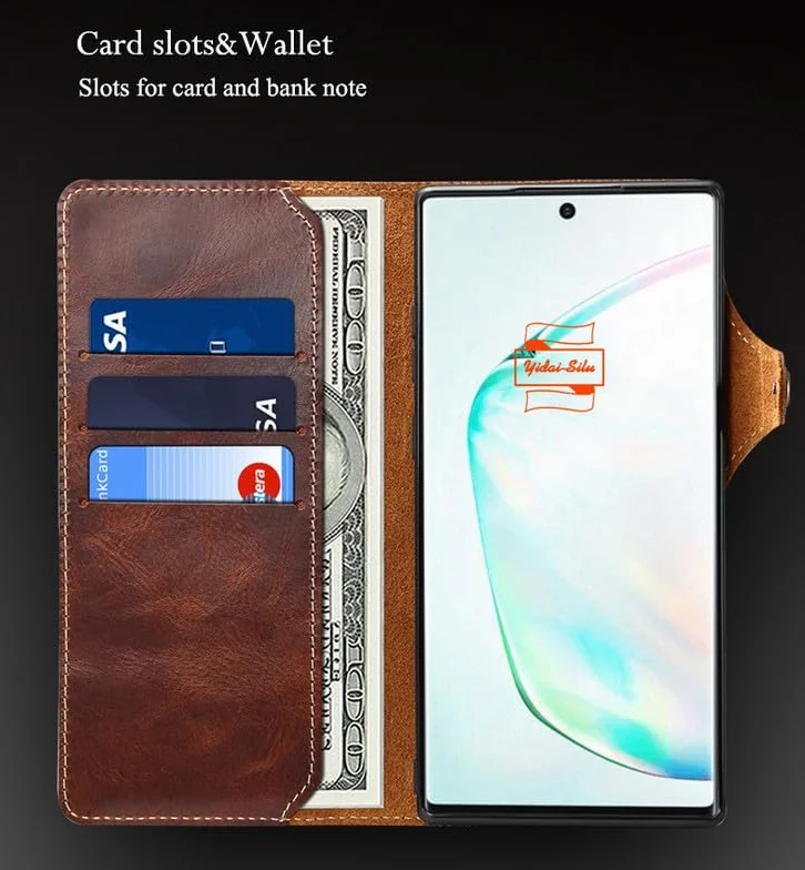 Etui z klapką na telefon Samsung Galaxy S24 Ultra z prawdziwej skóry, zapięcie na magnes, pierścień na haczyk, portfel, portfel, etui na telefon komórkowy, portmonetka do Samsung Galaxy S24