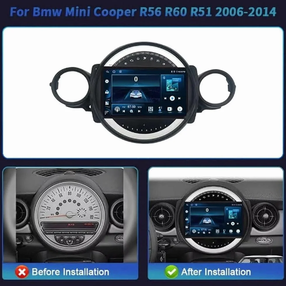 System Audio Z Apple Carplay I Android Auto dla BMW Mini Cooper R56 R60 R51 2006-2014 Odtwarzacz Wideo Car Play Mirror Link, Siri/Airplay/Aux/Radio, Odtwarzacz, 4 Rdzeń 4G+64G
