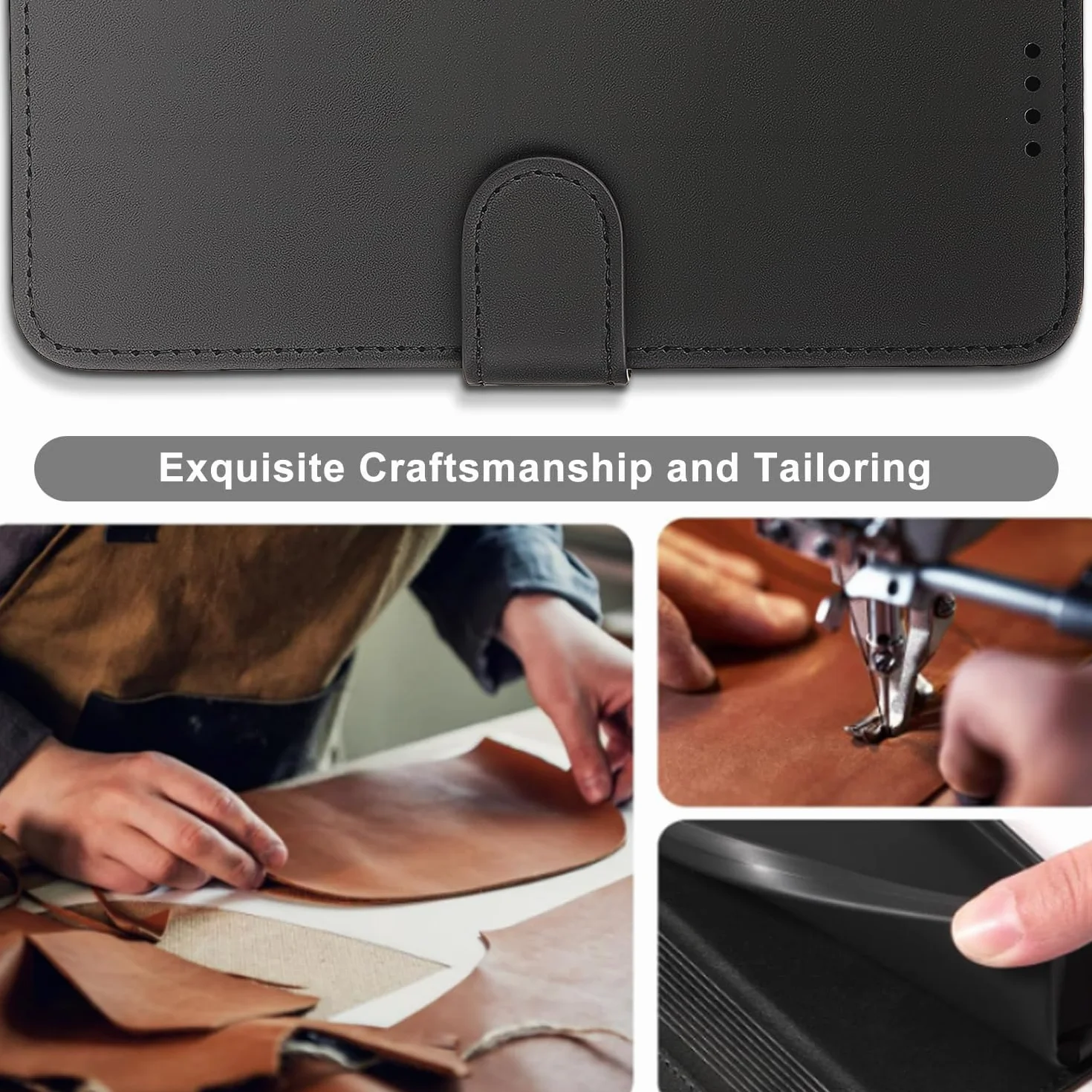 Tawarror Skórzane etui z klapką do Huawei P30 Pro, wielofunkcyjne magnetyczne etui skórzane do P30 Pro ze składanym stojakiem i gniazdami na karty, czarne