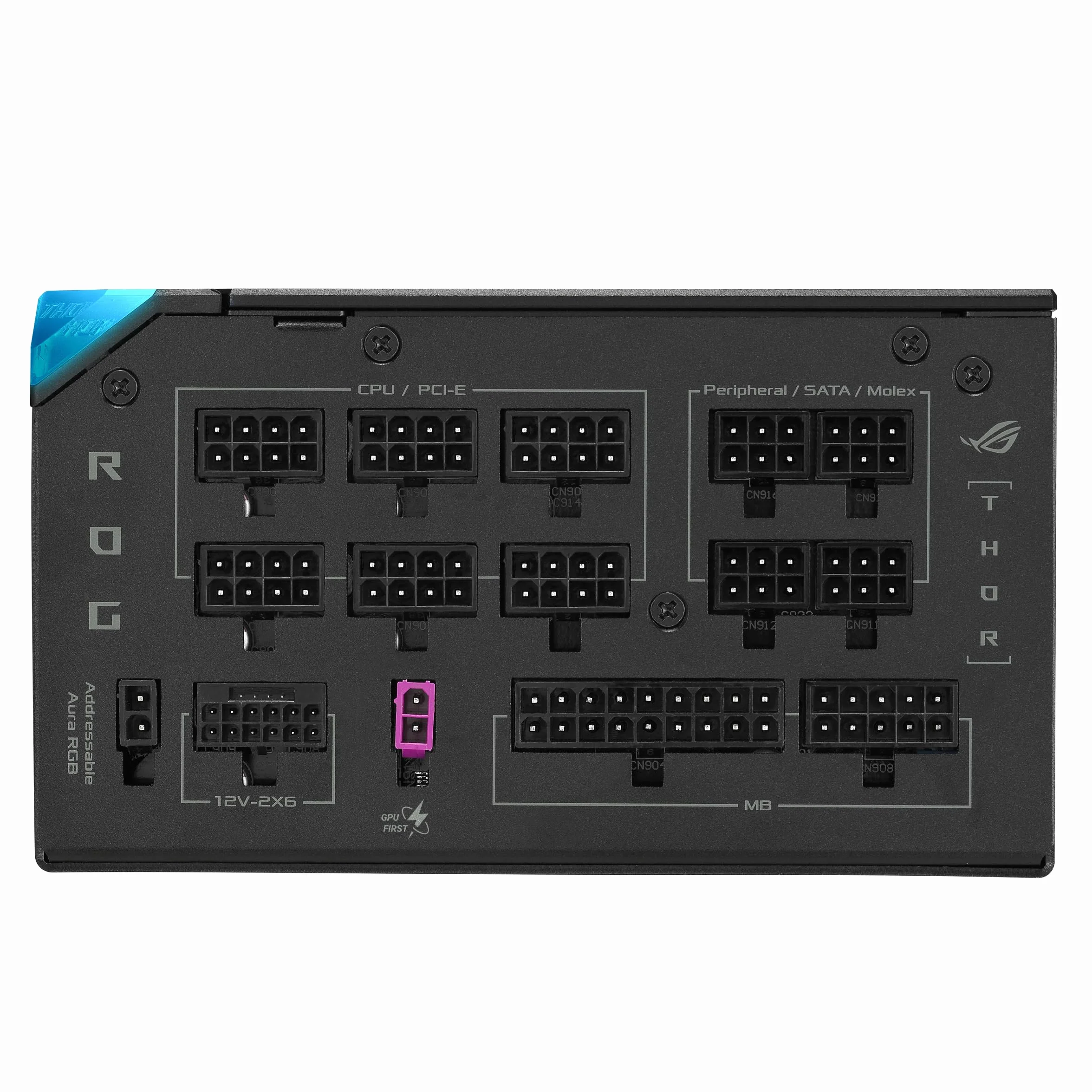ASUS ROG Thor 1200 W Platinum III Equalizer ATX Gaming zasilacz (ROG Equalizer 12 V-2 x 6 PCIe, kabel zasilający GaN-MOSFET, wyświetlacz OLED, certyfikat 80 Plus i Cybenetics, ATX 3.1, PCIE 5.1