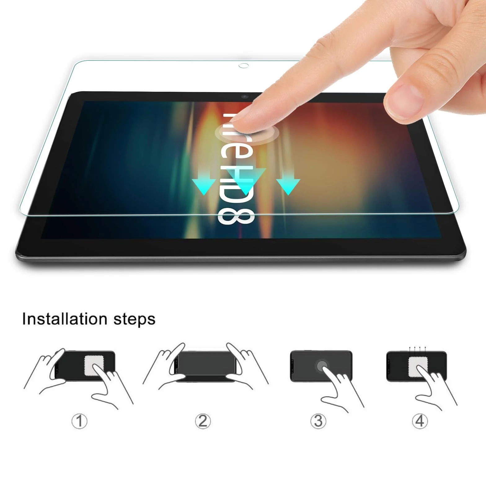 Szkło hartowane Ochrona ekranu dla Amazon Fire HD 8/8 Plus 2024/2022/2020, 2 szt.