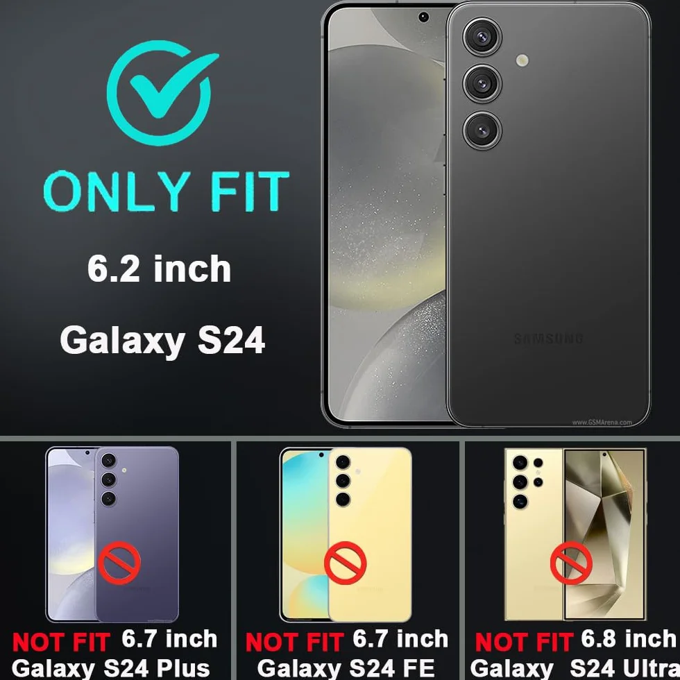 Etui do Samsunga Galaxy S24 z 2 szt. ochraniaczy ekranu ze szkła hartowanego i 1 szt. ochraniaczy obiektywu aparatu, wytrzymałe etui 3 w 1, odporne na wstrząsy, upadki, kurz (niebieskie
