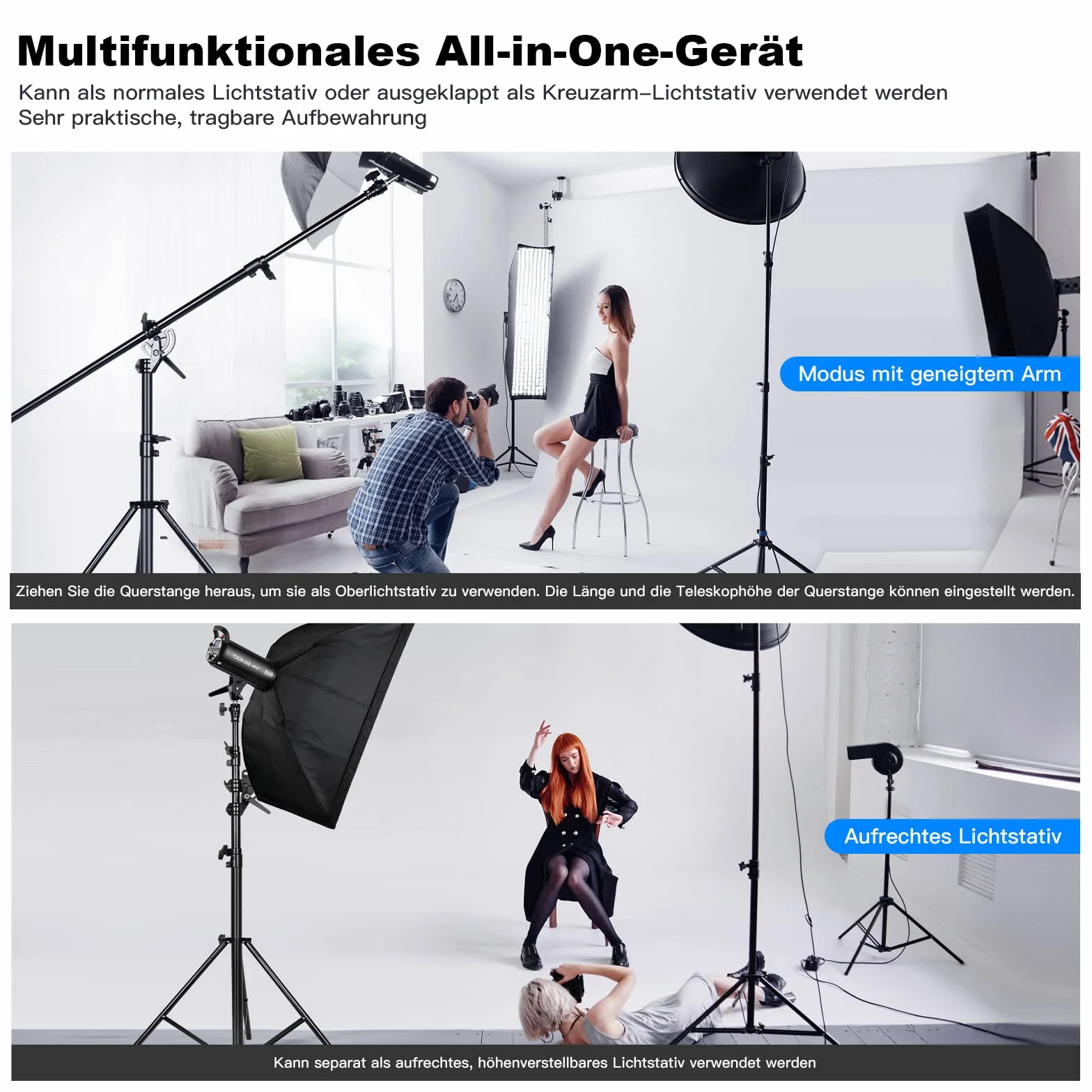 Soonpho 13,2 ft/400 cm, stabilny stojak na światło z 190 cm wysięgnikiem i piaskowym workiem, obrotowy statyw ze stopu aluminium do softboxa, fotografii