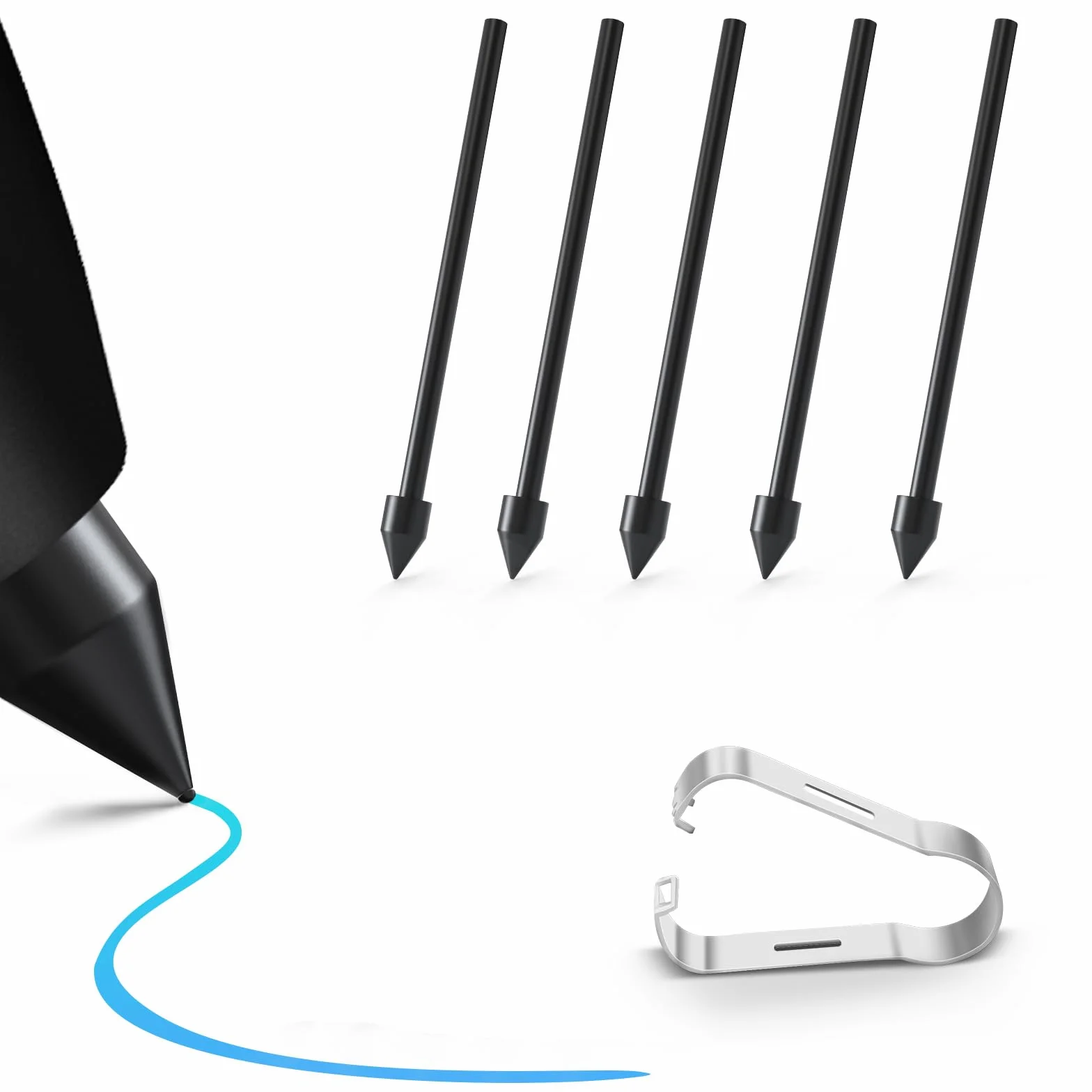 5 wymiennych miękkich końcówek do Samsung S Pen kompatybilne z Galaxy Tab S10, S9, S8, S7, S6 Lite, S25/S24/S23/S22 Ultra, Note 20 i Kindle Scribe Pen, 5 sztuk, czarne