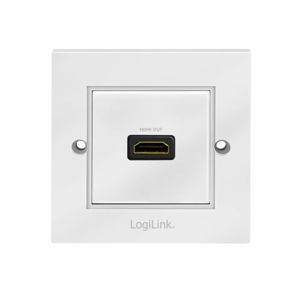 LogiLink AH0017 - HDMI puszka ścienna z 1 x HDMI High Speed ze złączem Ethernet (gniazdo zewnętrzne/gniazdo wewnętrzne) w kolorze białym
