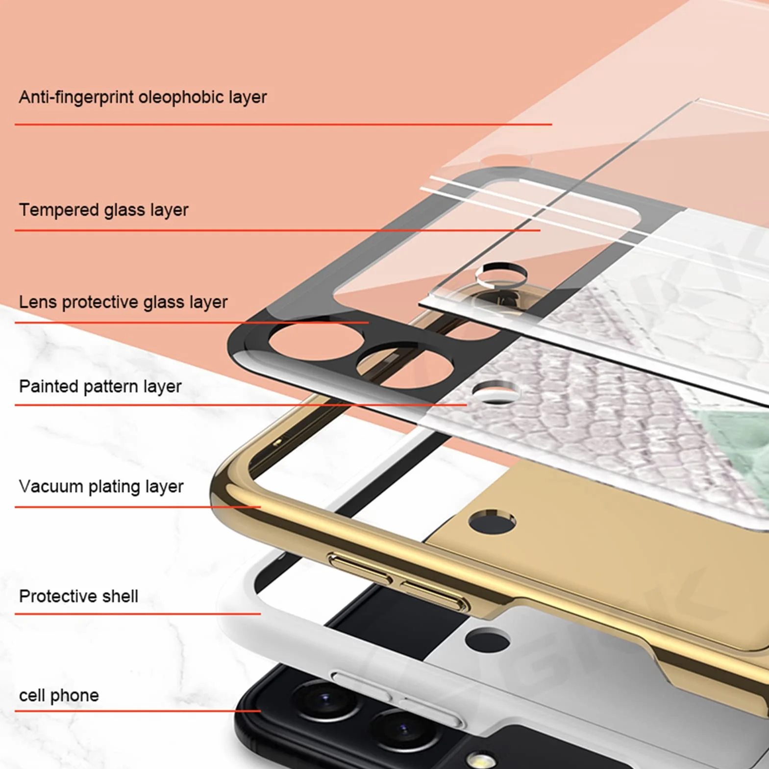 Etui do Samsung Galaxy Z Flip 3 5G z ochroną ekranu aparatu, ultracienkie szkło hartowane obudowa ochronna na telefon moda galwanizowana PC tylna obudowa do Galaxy Z Flip 3, F