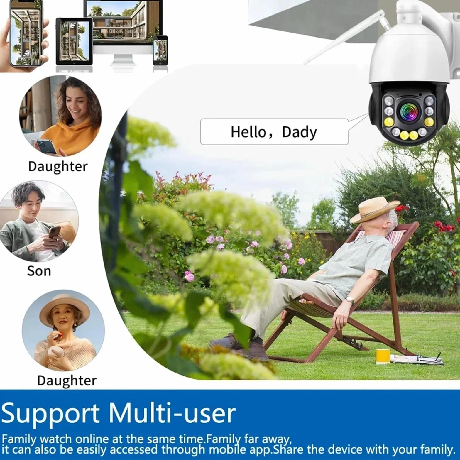 Kamera bezpieczeństwa, 4K 8MP WiFi kamera monitorująca wideo 50X Zoom optyczny CCTV AI wykrywanie człowieka bezpieczeństwo zewnętrzne PTZ IP 60m kolorowy noktowizor(50X WIFI No Card)