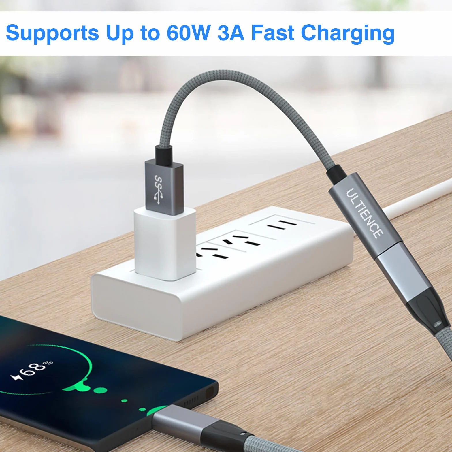 Ulepszony adapter USB A męski na USB C, 2-pak, konwerter USB 3.2, szybki transfer danych 10 Gb/s i szybkie ładowanie 60 W, kompatybilny z Apple/iPhone/iPad (12,5 cm szary)