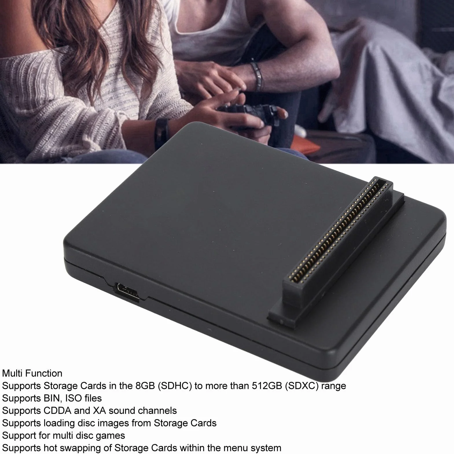 Bezdyskowy moduł Odczytu, Emulator Napędu Optycznego Zestaw SDL Obudowa z Nadrukiem 3D Obsługa Kart SD Wymiana CD ROM z Grami 8 GB do 512 GB dla Konsoli SCPH PSX (BLACK)