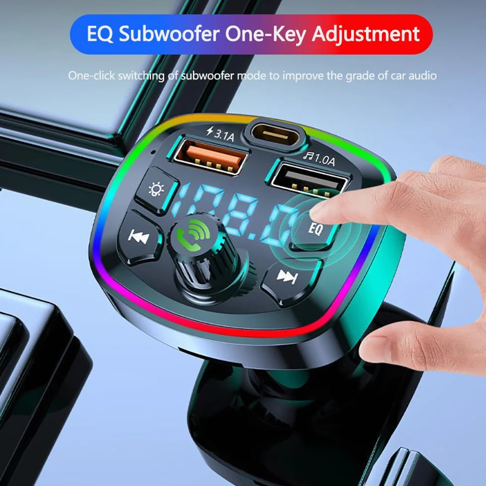 akcesoria samochodowe aux bluetooth samochodowy nadajnik FM, samochód zestaw głośnomówiący Bluetooth gadżety samochodowe, odtwarzacz ładowarki samochodowej z 3portami USB obsługa pamięci USB TFCard