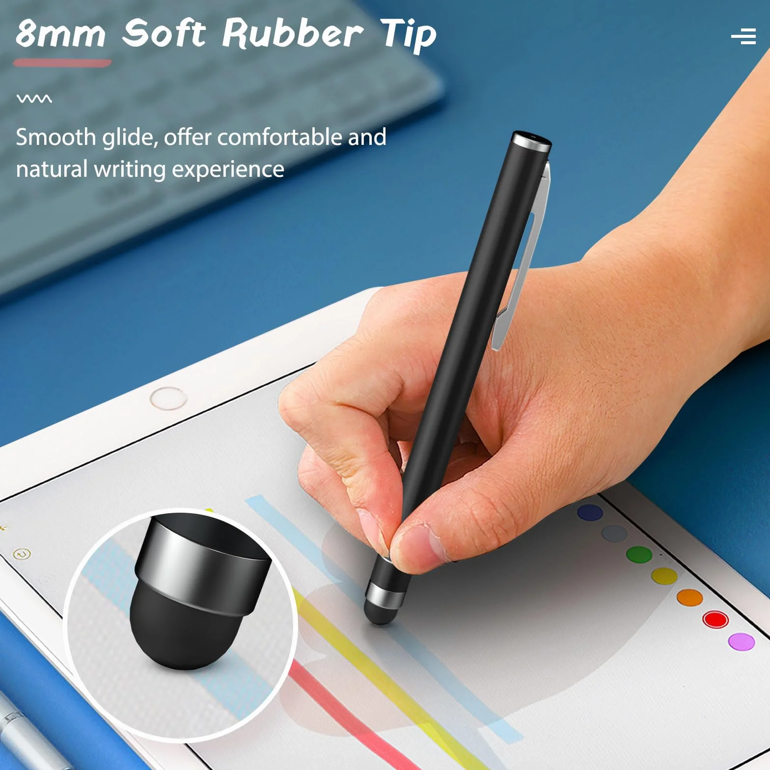 MoKo Stylus Pen(4PCS), Universal Capacitive Touch Screen Rubber Tip Digital Pen Compatible with iPad, iPhone, Samsung, Kindle, All Capacitive Touch Screen Devices Smartphones & Tablets - Black, Black
