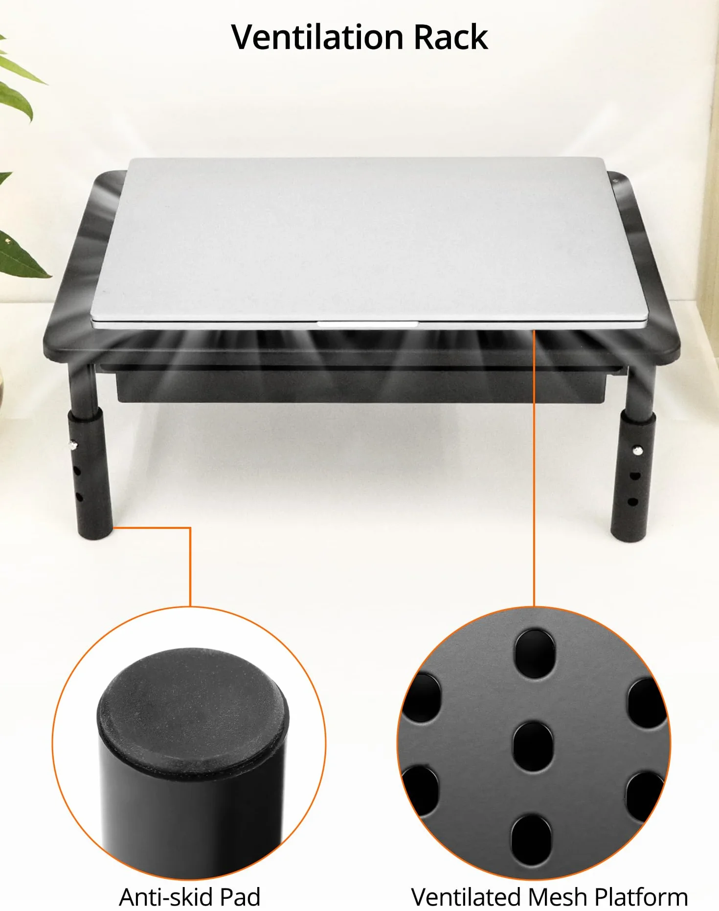 QWORK® Stojak pod monitor z szufladą, 3 poziomy regulacji, nośność 20 kg, do monitora komputera PC, laptopa, projektora, 37x23cm
