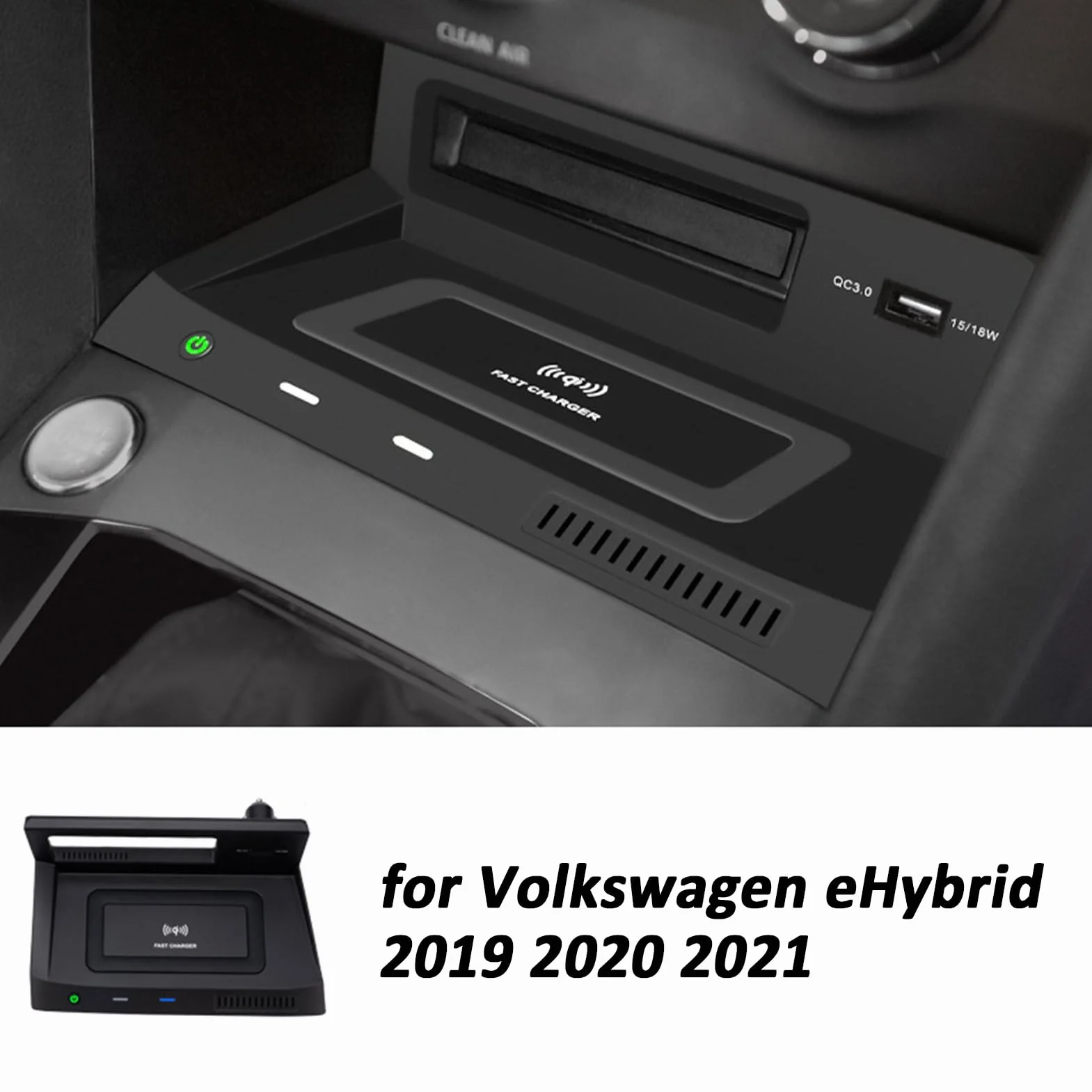 Samochodowa Bezprzewodowa ładowarka dla Volkswagen Tiguan eHybrid,Indukcyjna ładowarka Bezprzewodowa,15W Szybki Bezprzewodowy Stojak ładowania Qi-certyfikowany,Konsole Centralne Akcesoria