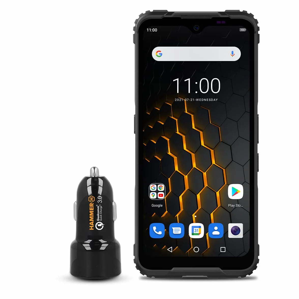 HAMMER Blade 5G, pancerny smartfon, eSIM, ekran FHD + IPS 6,3", 6g ram, aparat 48Mpx, IK07, IP69, 5000 mAh, szybkie ładowanie, android 11, czytnik linii papilarnych, USB-C + ładowarka samochodowa