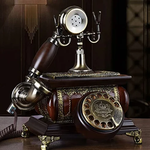 Antyczny telefon stacjonarny, przewodowy telefon retro, dekoracyjny telefon w stylu vintage, do domowego biura, kawiarni, baru, dekoracja - klasyczny styl i elegancki design